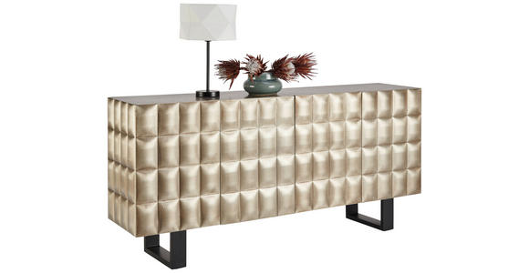 SIDEBOARD Silberfarben  170/80/40 cm  - Silberfarben/Schwarz, Trend, Holz/Holzwerkstoff (170/80/40cm) - Ambia Home