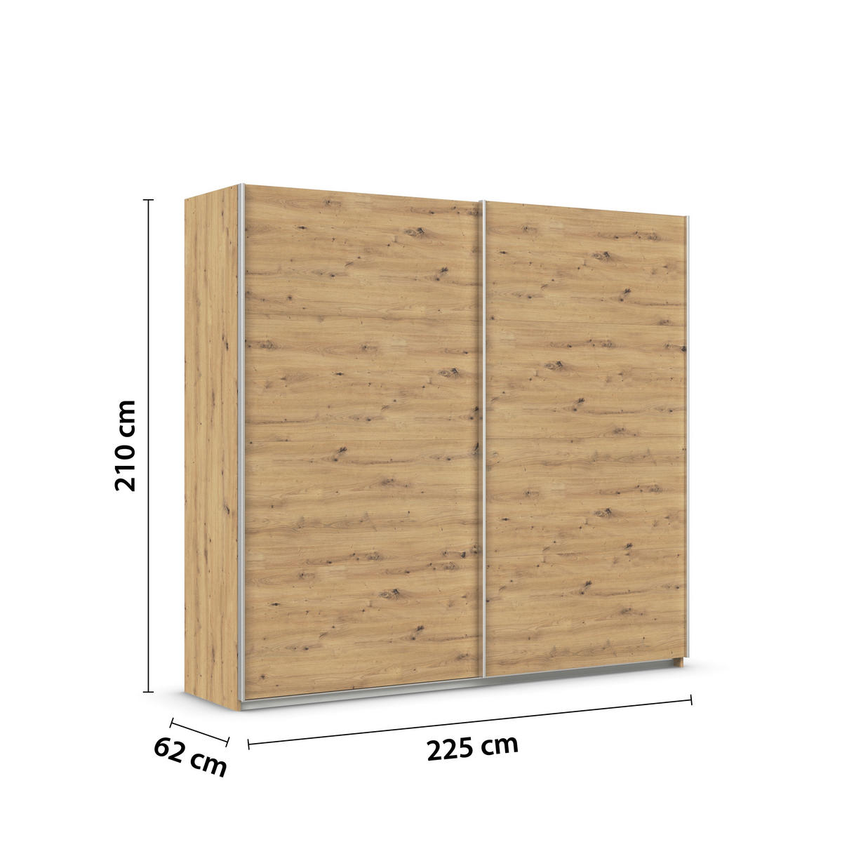 SCHWEBETÜRENSCHRANK  in Eiche Artisan  - Alufarben/Eiche Artisan, KONVENTIONELL, Holzwerkstoff/Metall (225/210/62cm) - Xora