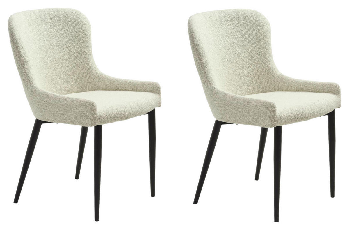 STUHL 2 Stück  in Bouclé Textil  - Schwarz/Weiß, MODERN, Textil/Metall (52/82/60cm) - Livetastic