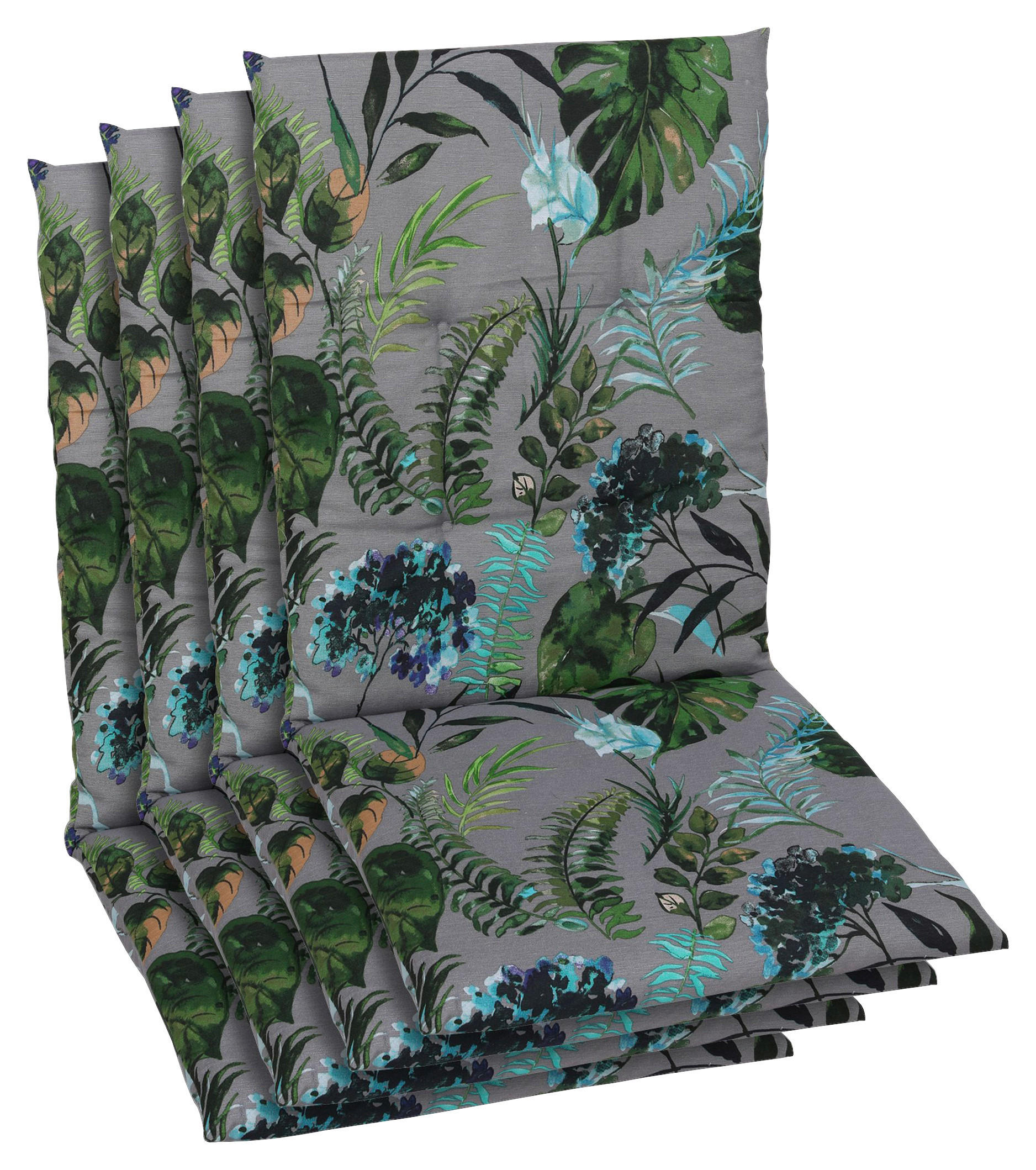 SESSELAUFLAGENSET Blätter  - Anthrazit/Grün, Design, Textil (48/5/108cm)