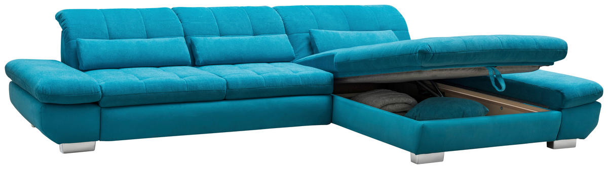 ECKSOFA Türkis Mikrofaser  - Türkis/Schwarz, Design, Textil/Metall (204/341cm) - Xora