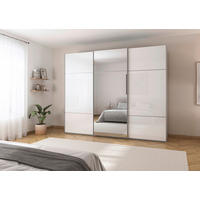 SCHWEBETÜRENSCHRANK in Grau, Weiss  - Weiss/Alufarben, Konventionell, Glas/Holzwerkstoff (301/223/68cm) - Novel
