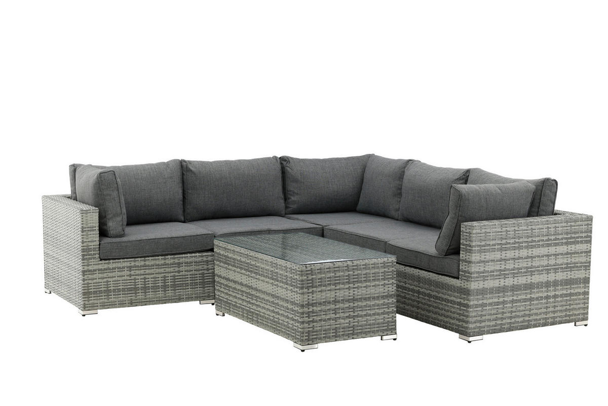 LOUNGEGRUPP  - grå, Modern, glas/textil (249/65/87cm) - Gardenson