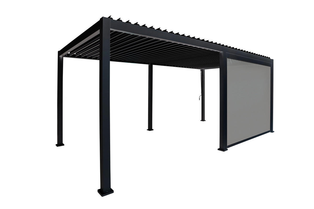 PERGOLA-ROLLO - Anthrazit/Grau, Modern, Textil/Metall (400/250/10cm) - Gardenson