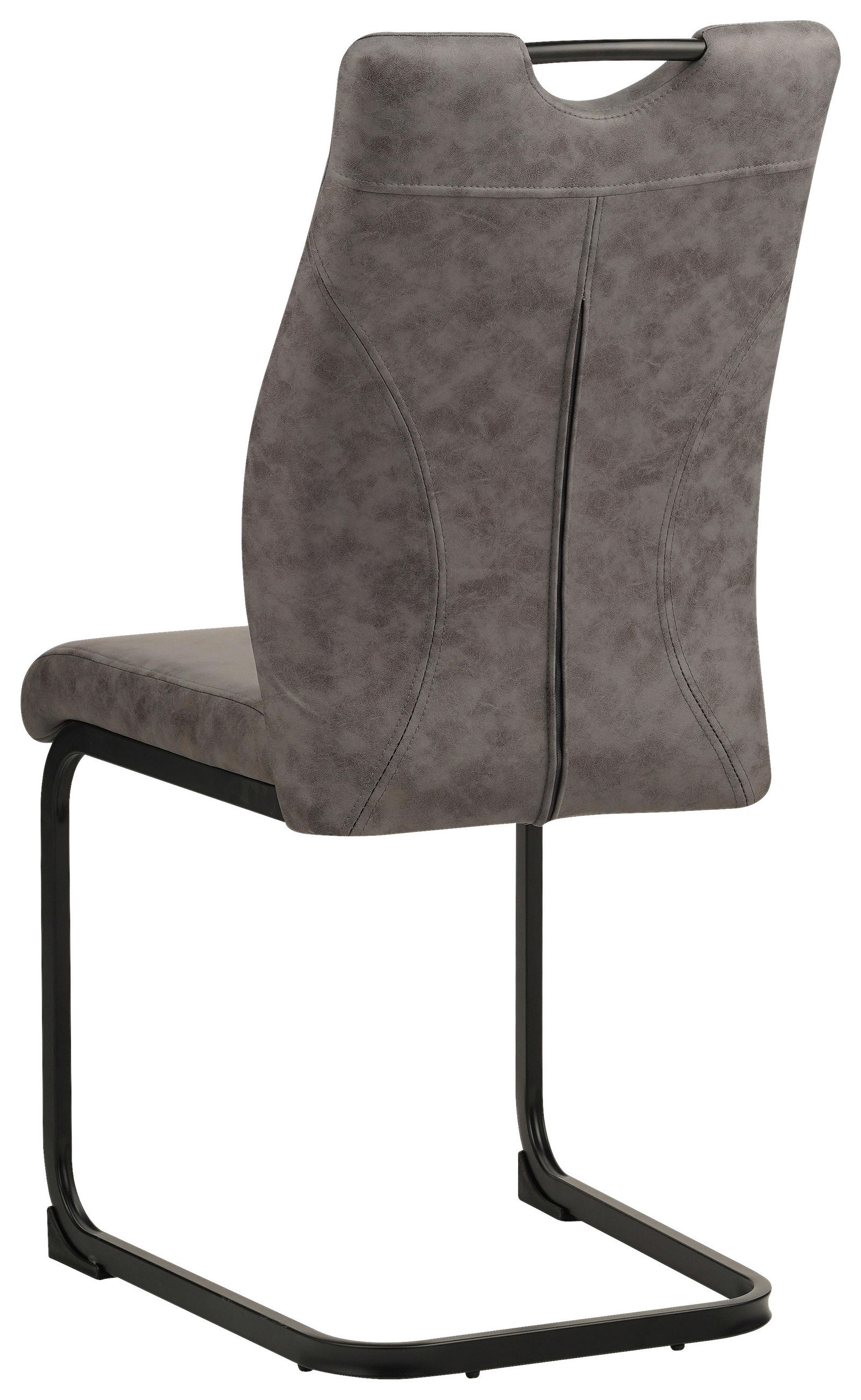 SCHWINGSTUHL  in Eisen Mikrofaser  - Schwarz/Grau, Design, Textil/Metall (43/97/57cm) - Xora
