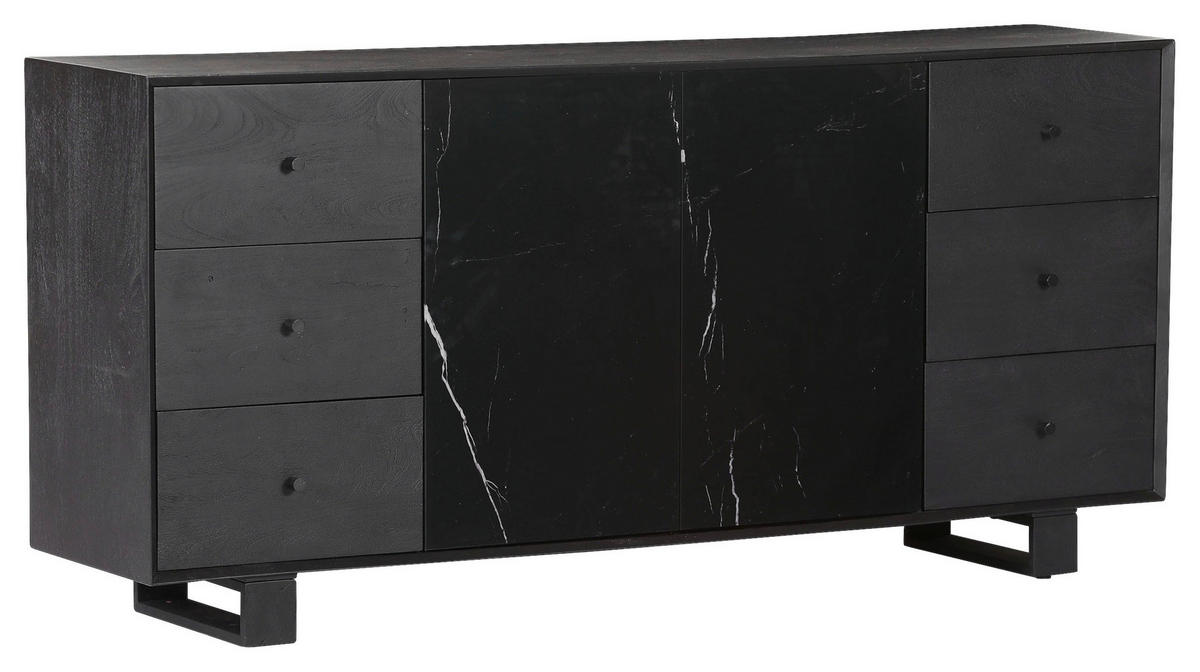 SIDEBOARD INIZIO  in 170/80/42 cm  - Schwarz, MODERN, Glas/Holz (170/80/42cm) - Livetastic