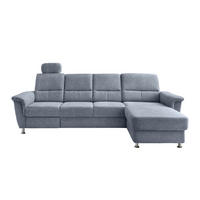 ECKSOFA Hellblau Chenille  - Chromfarben/Hellblau, KONVENTIONELL, Textil/Metall (292/165cm) - Livetastic