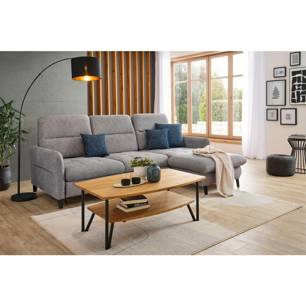 Thumbnail - Livetastic Ecksofa, Hellgrau, Textil, 3-Sitzer, Ottomane rechts, L-Form, 254x190 cm, Rücken echt, Wohnzimmer, Sofas & Co...
