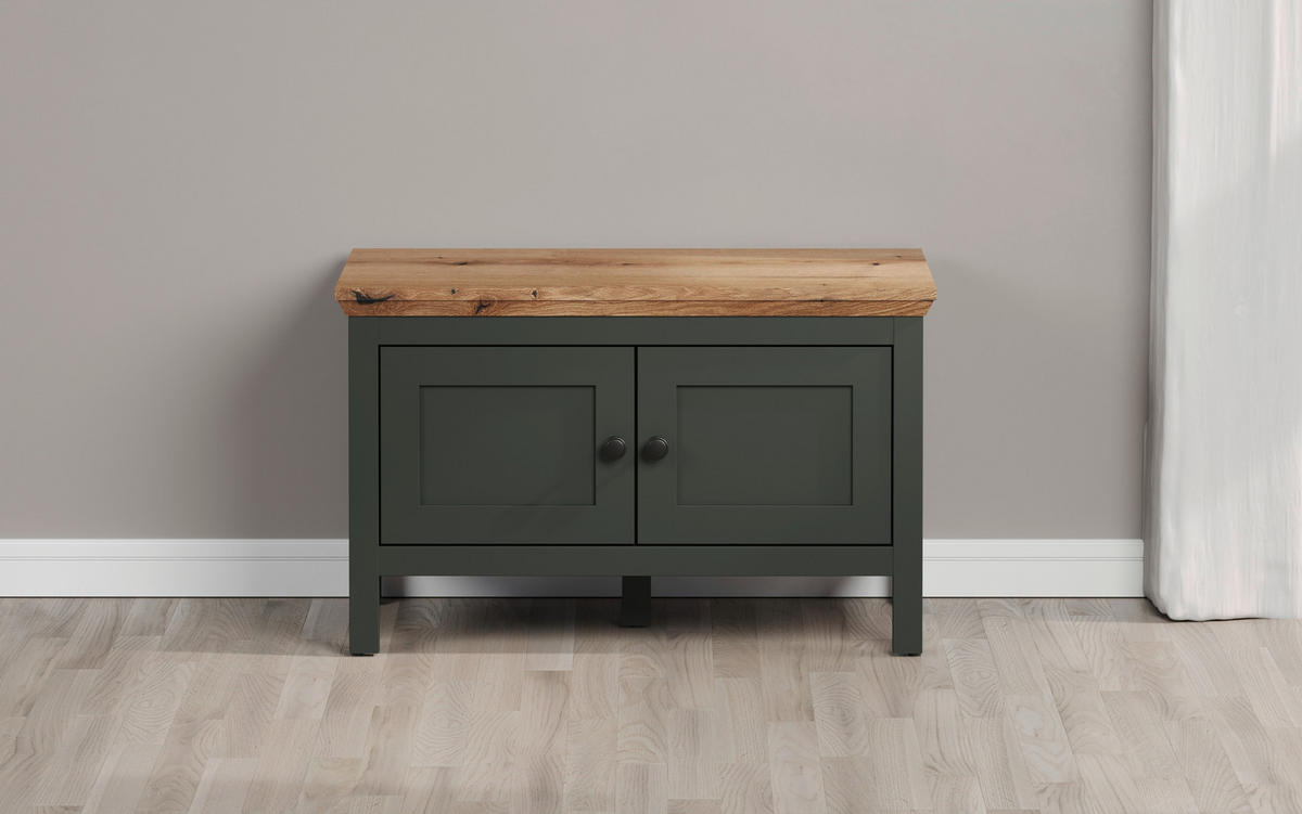 GARDEROBENBANK  in 77/48/39 cm  - Eichefarben/Schwarz, ROMANTIK / LANDHAUS, Kunststoff (77/48/39cm) - Landscape