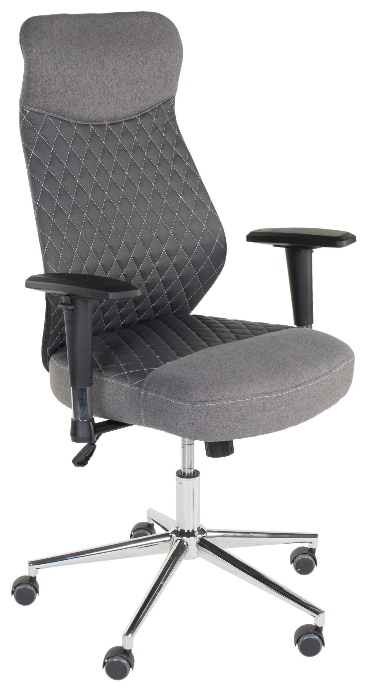 DREHSTUHL Lederlook, Webstoff Anthrazit, Dunkelgrau  - Chromfarben/Dunkelgrau, KONVENTIONELL, Textil/Metall (68/112-120/68cm) - Boxxx