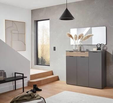 GARDEROBE 2-teilig  in 135/199/40 cm  - Eichefarben/Graphitfarben, Design, Holzwerkstoff (135/199/40cm) - Voleo