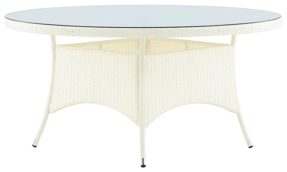 GARTENTISCH 150/150/74 cm Kunststoff rund  - Weiß, KONVENTIONELL, Glas/Kunststoff (150/150/74cm) - Gardenson