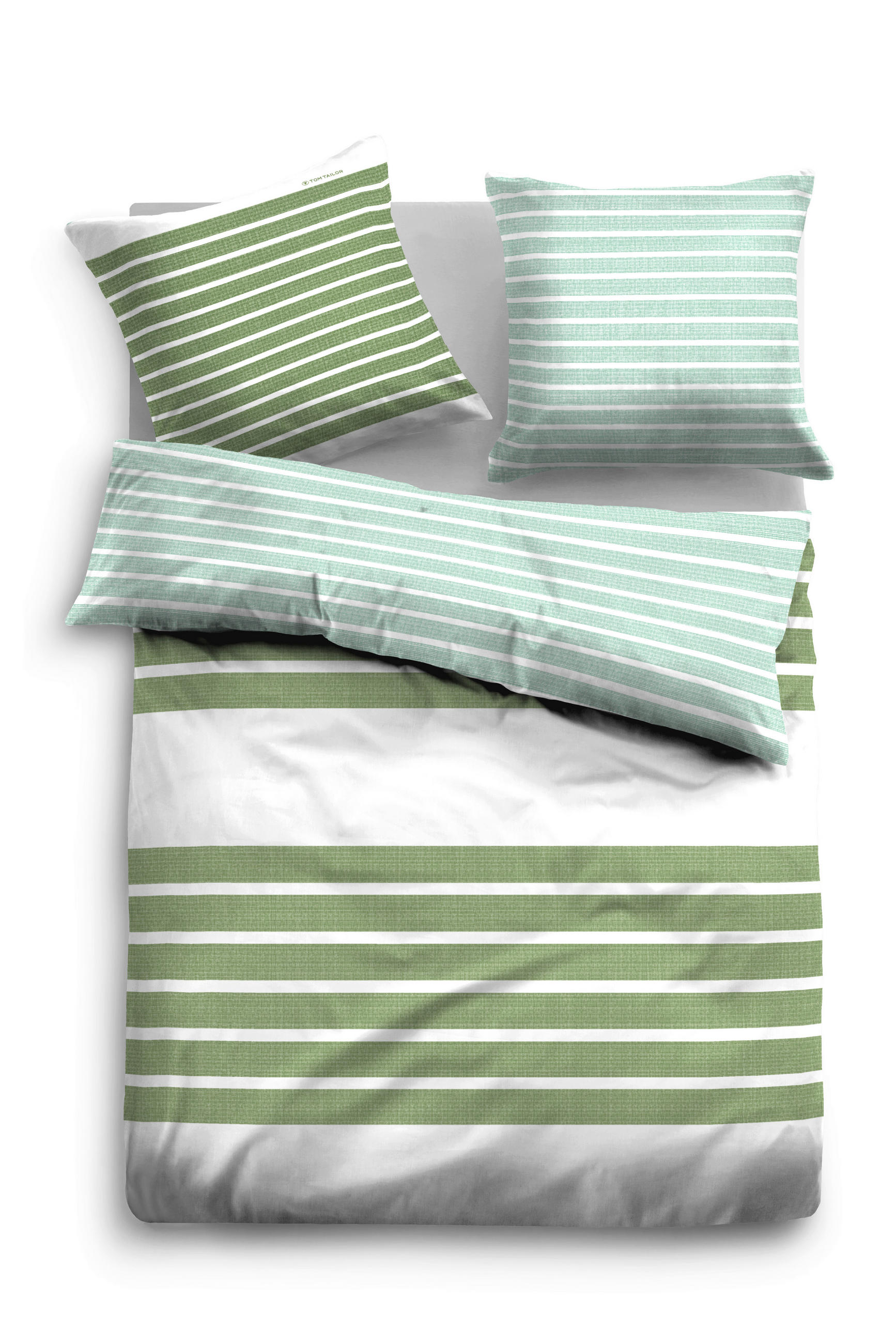 WENDEBETTWÄSCHE AURIN Satin 155/220 cm  - Weiß/Grün, Basics, Textil (155/220cm) - Tom Tailor
