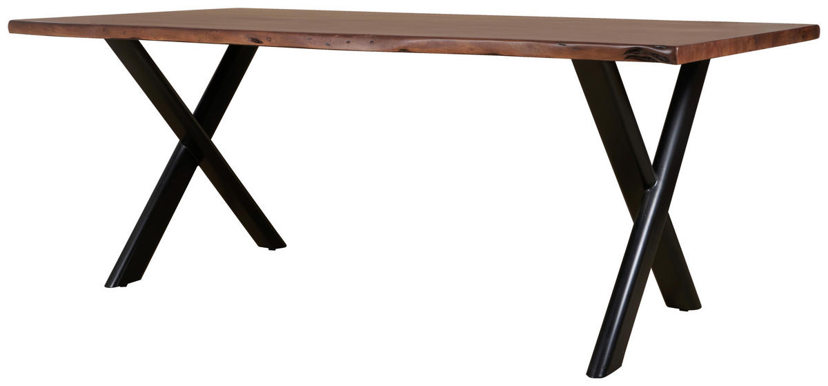 ESSTISCH in Holz, Metall 200/100/76 cm   - Walnussfarben/Schwarz, MODERN, Holz/Metall (200/100/76cm) - Livetastic