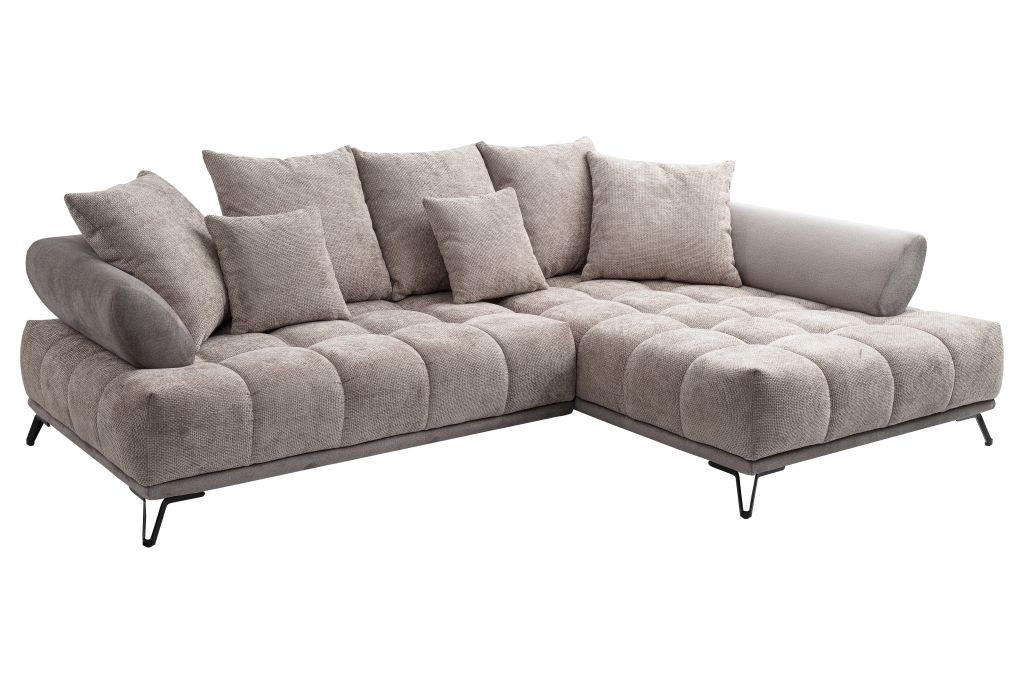 HÖRNSOFFA i chenille taupe  - svart/taupe, Modern, metall/textil (262/184cm) - MID.YOU