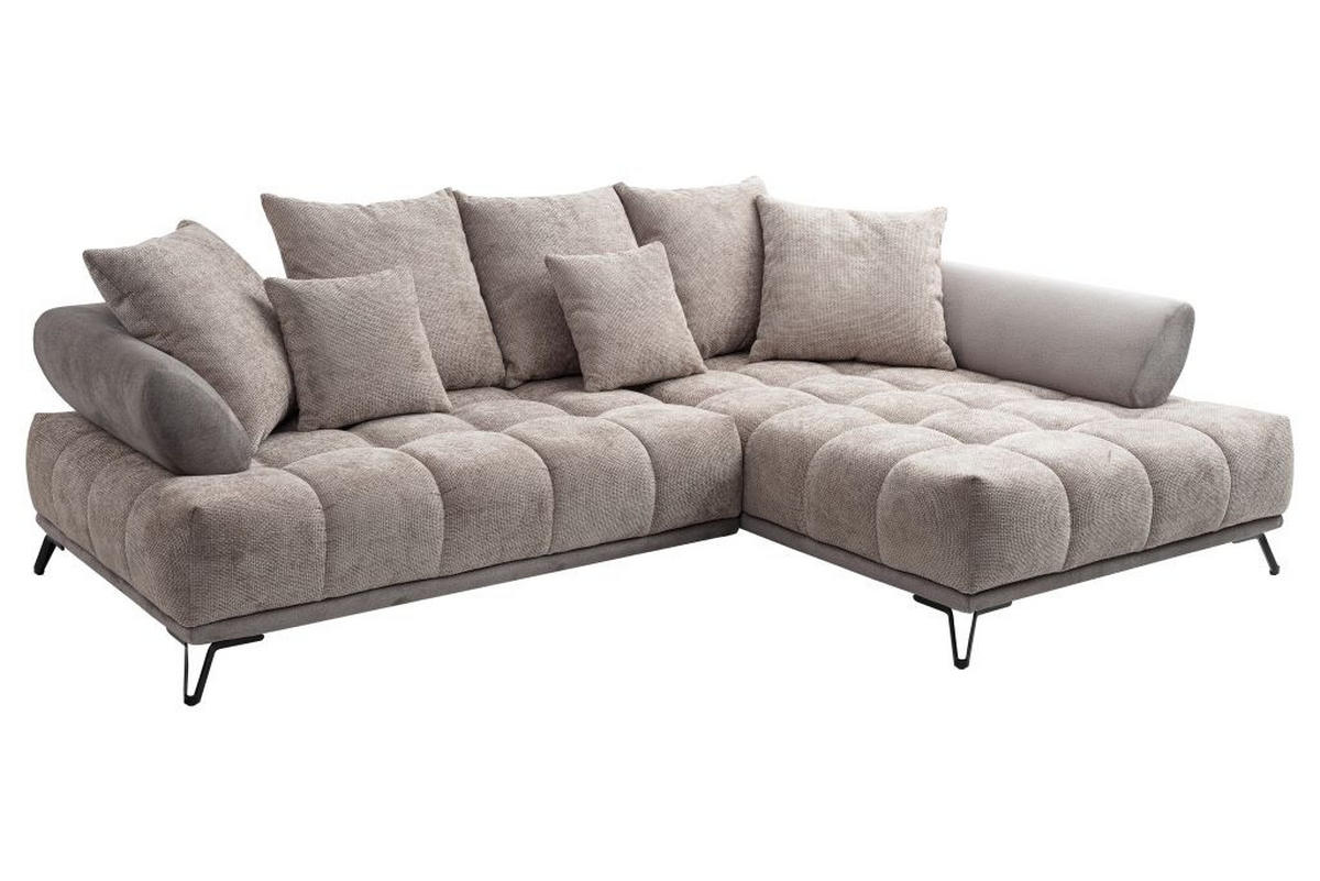 HÖRNSOFFA i chenille taupe  - svart/taupe, Modern, metall/textil (262/184cm) - MID.YOU