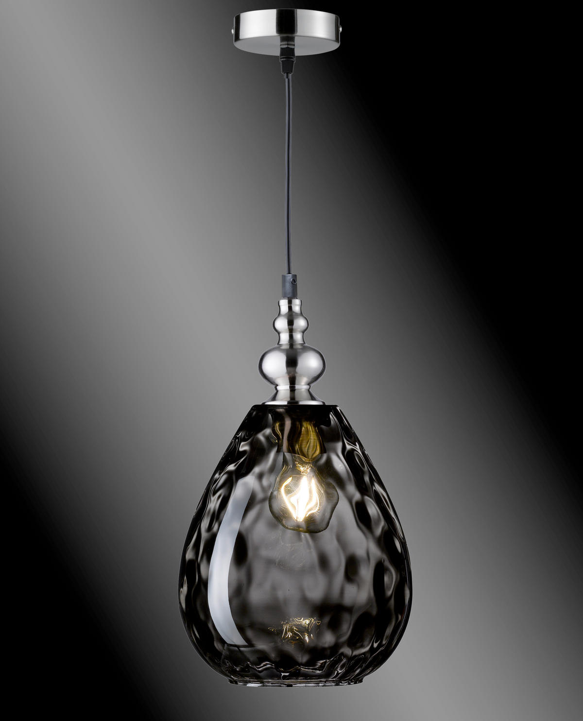 ZÁVĚSNÉ SVÍTIDLO, 20/140 cm  - černá/barvy niklu, Design, kov/sklo (20/140cm) - Fischer & Honsel