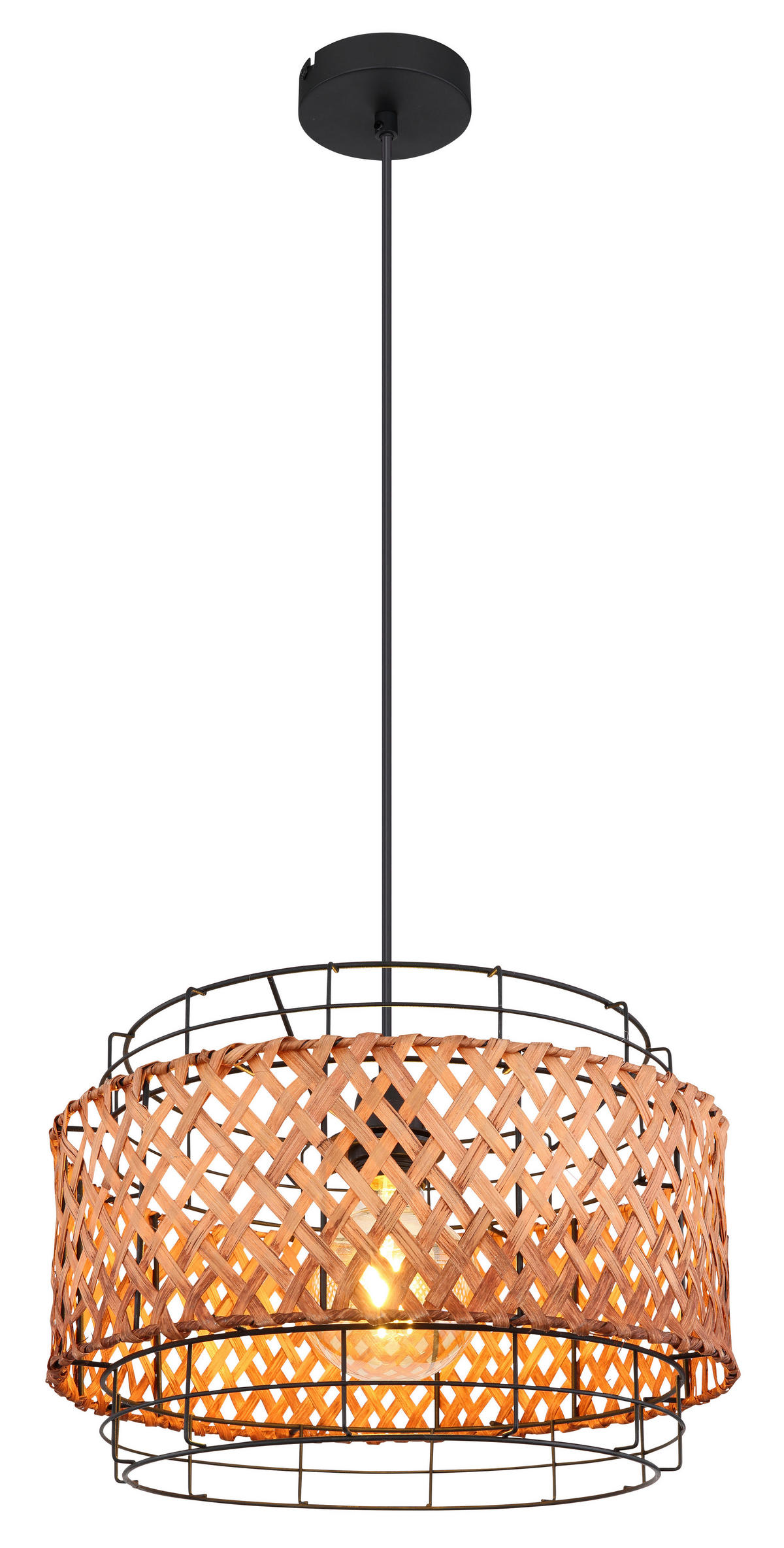 HÄNGELEUCHTE 35/120 cm    - Dunkelbraun/Schwarz, Basics, Naturmaterialien/Metall (35/120cm) - Globo