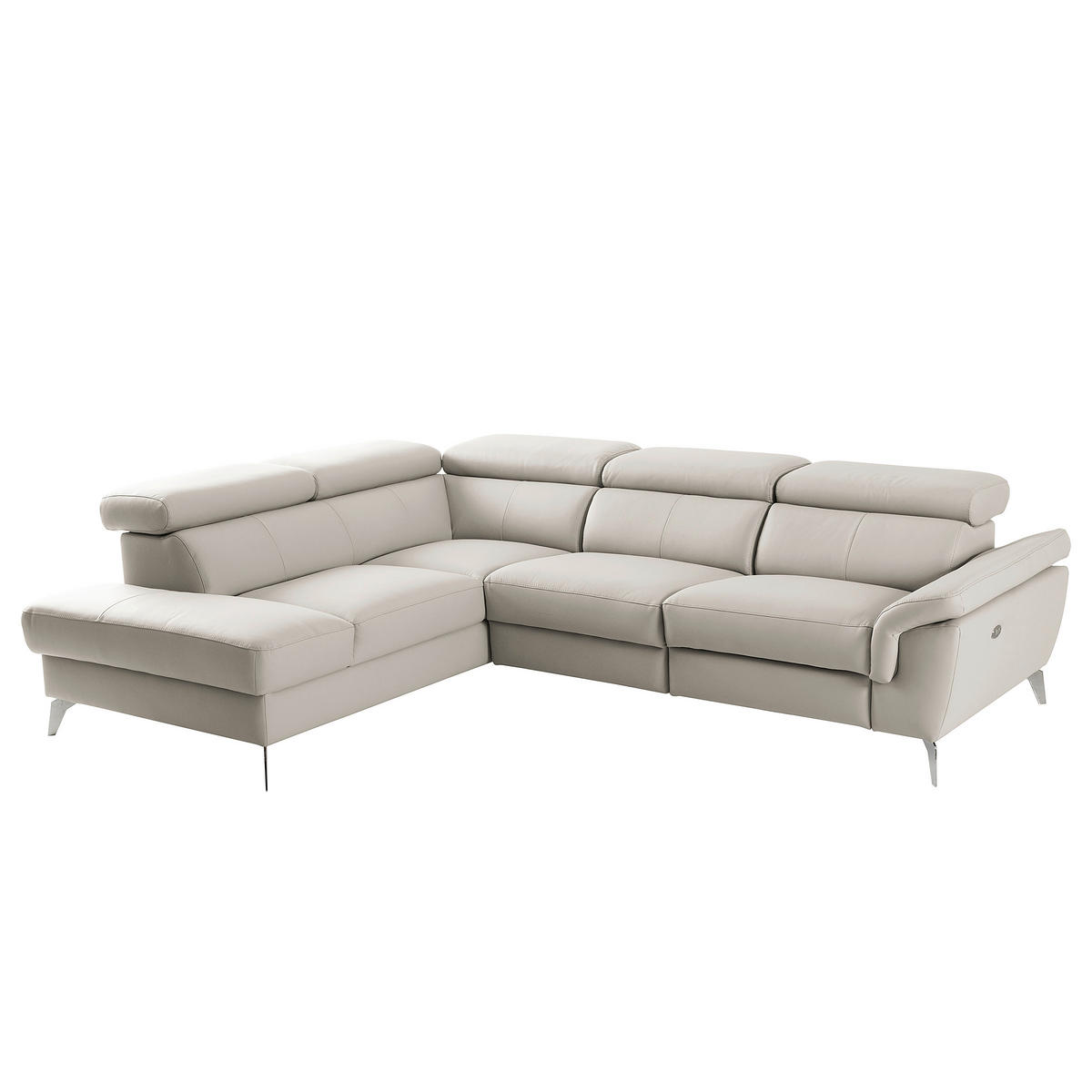 ECKSOFA  in Lederlook Echtleder Platinfarben  210/265 cm  - Platinfarben/Chromfarben, Design, Leder/Textil (210/265cm) - Livetastic