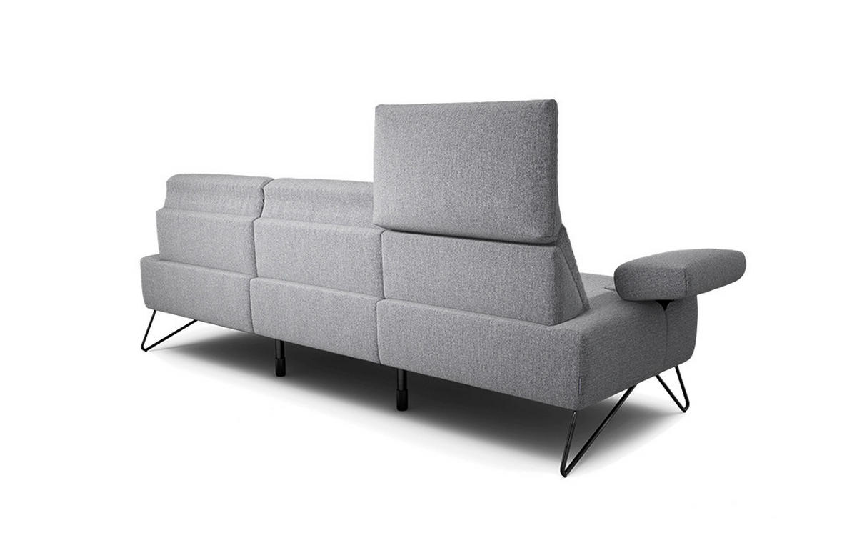 3-SITZER-SOFA Chenille Anthrazit  - Anthrazit/Schwarz, Design, Textil/Metall (234-264/85/86-94cm) - SENSOO