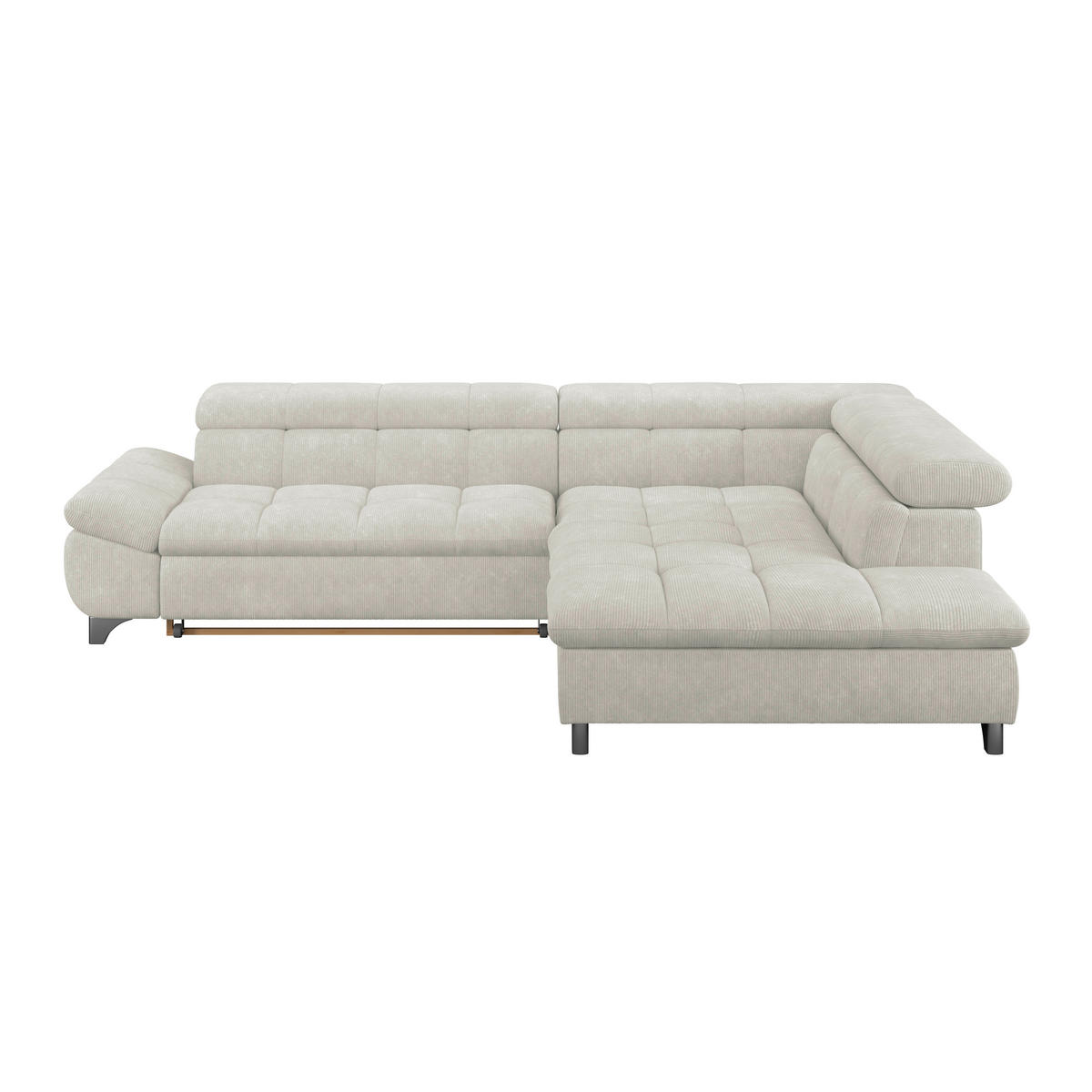 ECKSOFA Creme Chenille  - Chromfarben/Creme, KONVENTIONELL, Textil/Metall (312/234cm) - Livetastic