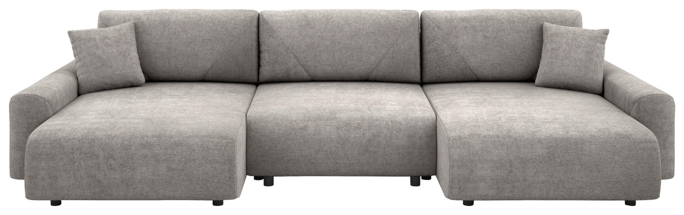 Wohnlandschaft inkl.Funktionen Grau Webstoff  - Schwarz/Grau, MODERN, Kunststoff/Textil (168/337/168cm)