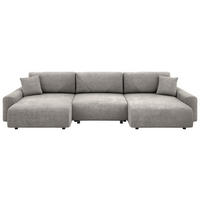 Wohnlandschaft inkl.Funktionen Grau Webstoff  - Schwarz/Grau, MODERN, Kunststoff/Textil (168/337/168cm)