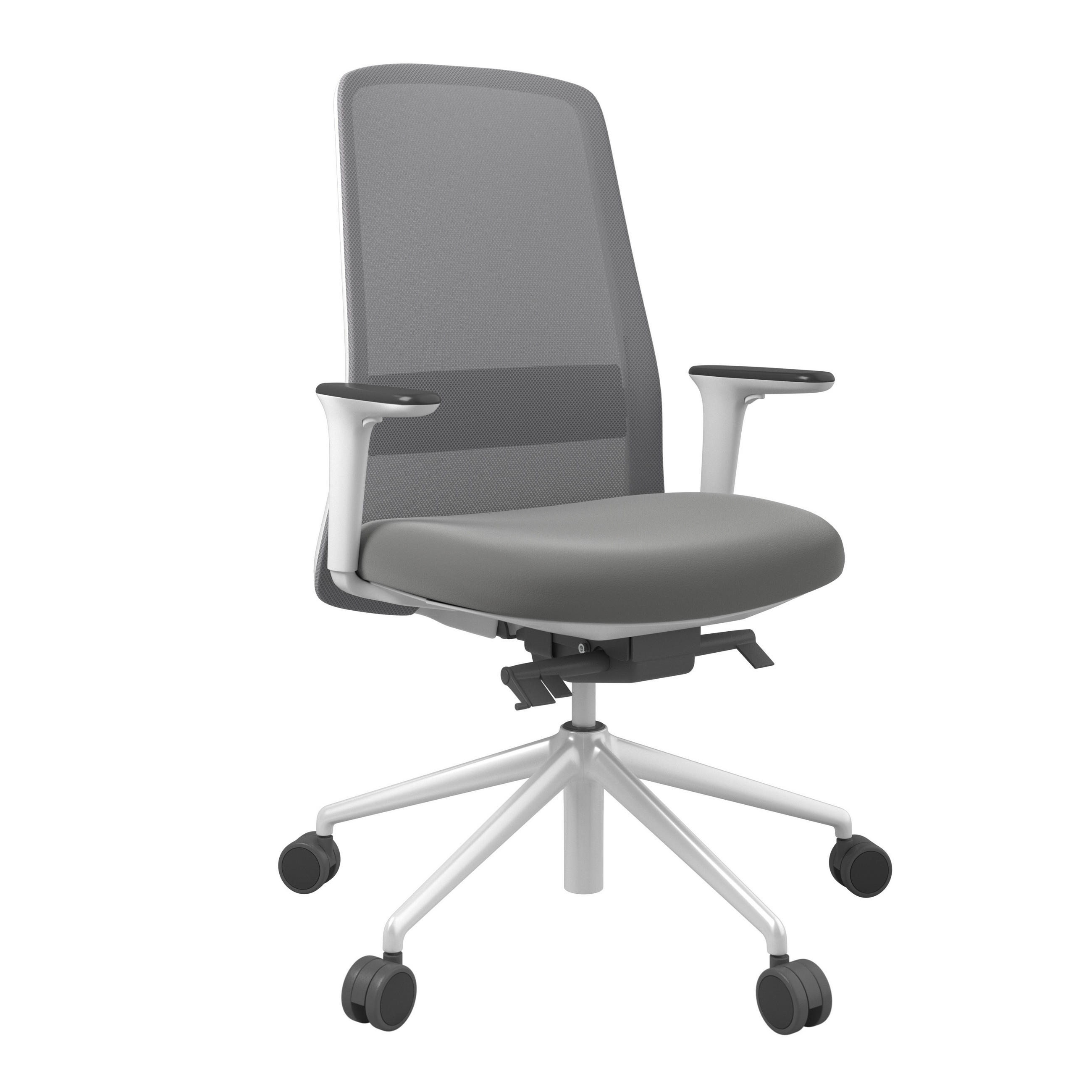 DREHSTUHL Lederlook Grau, Weiß  - Weiß/Grau, MODERN, Kunststoff/Textil (70/103-115/70cm)