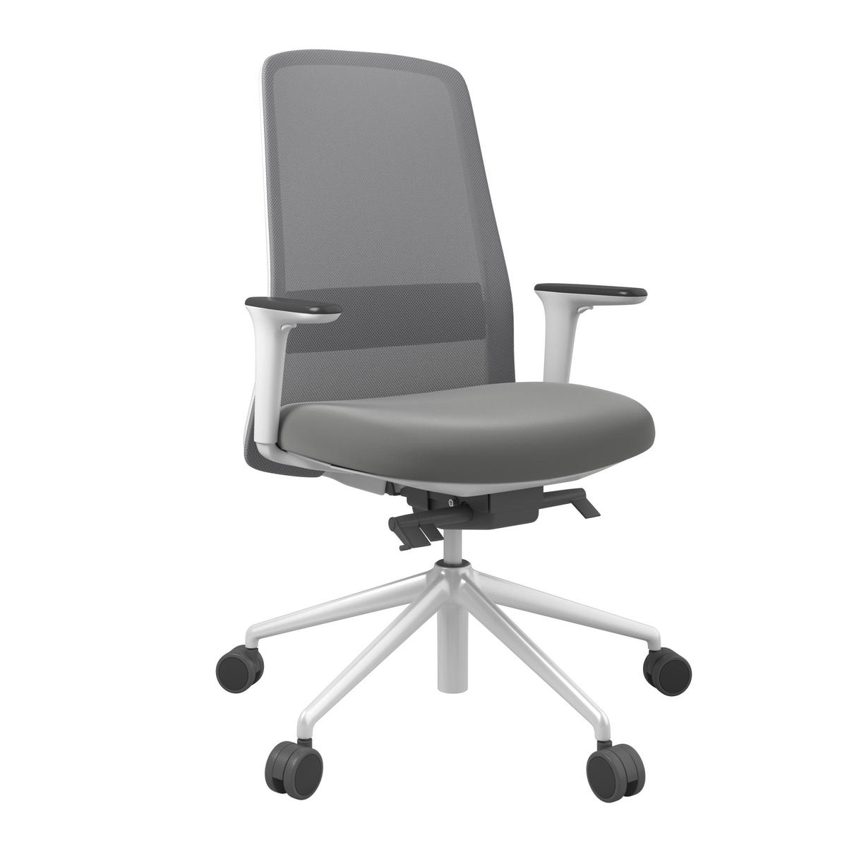 DREHSTUHL Lederlook Grau, Weiß  - Weiß/Grau, MODERN, Kunststoff/Textil (70/103-115/70cm)
