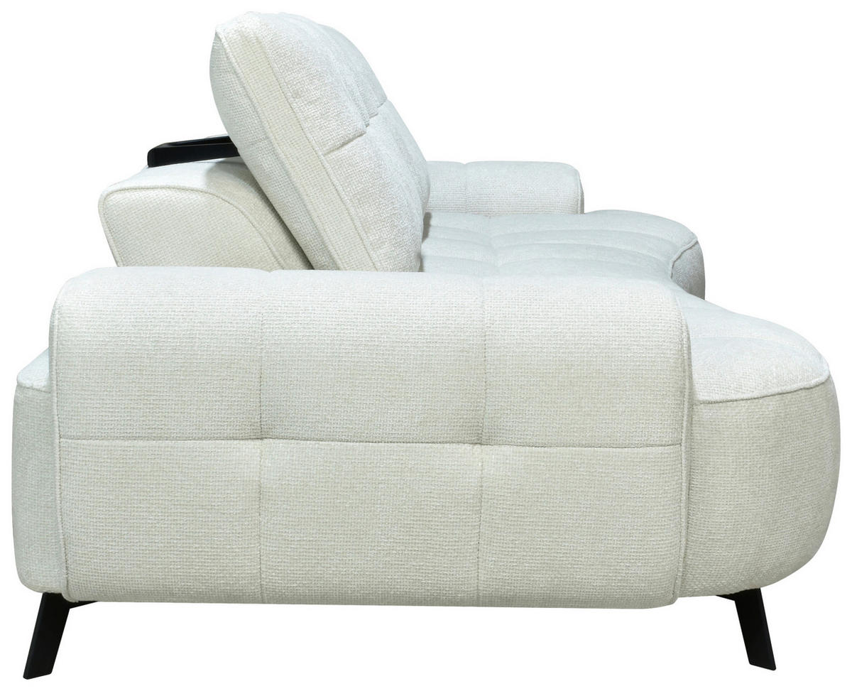 2-SITZER-SOFA Chenille Creme  - Creme/Schwarz, Design, Kunststoff/Textil (230/84/104/111/122cm) - Livetastic