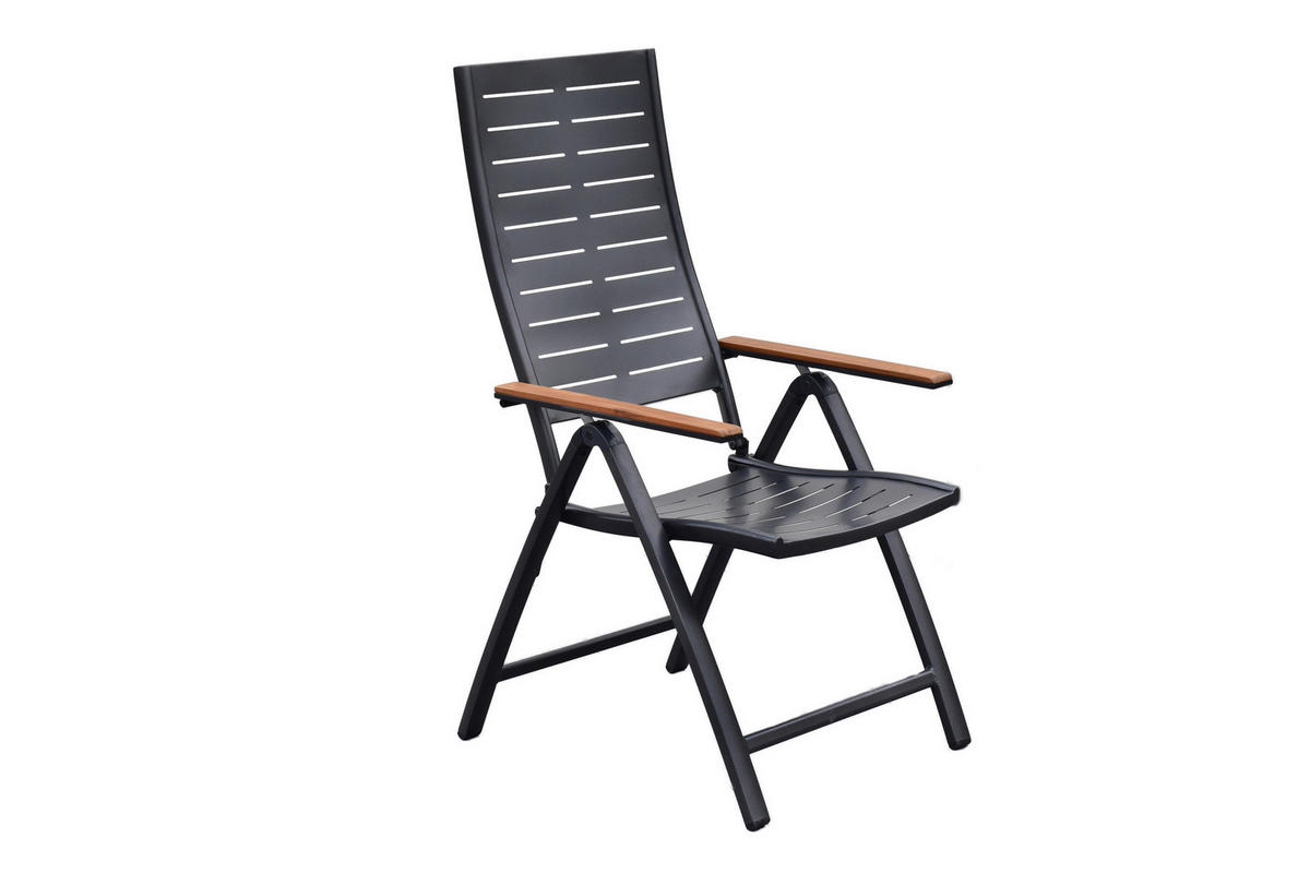 GARTENKLAPPSTUHL in Holz, Metall Graphitfarben, Akaziefarben  - Graphitfarben/Akaziefarben, KONVENTIONELL, Holz/Metall (58,5/114,5/67,5cm) - Gardenson