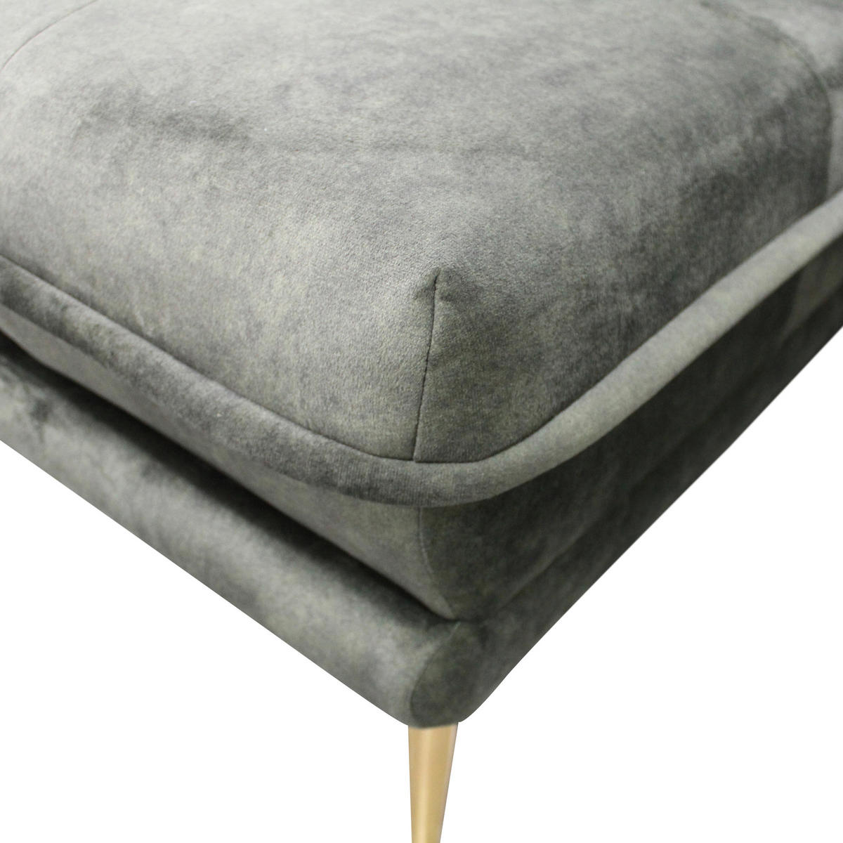 ECKSOFA Grün Velours  - Goldfarben/Grün, Design, Textil/Metall (196/264cm) - MID.YOU