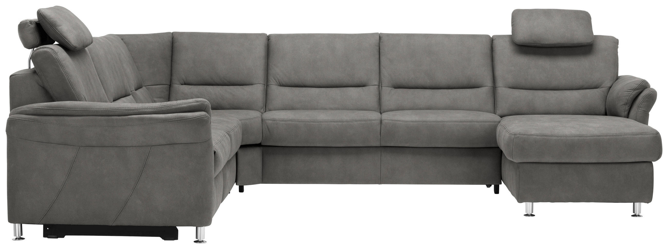 WOHNLANDSCHAFT  in Mikrofaser Hellgrau  - Hellgrau/Alufarben, KONVENTIONELL, Textil/Metall (262/335/173cm) - Beldomo System