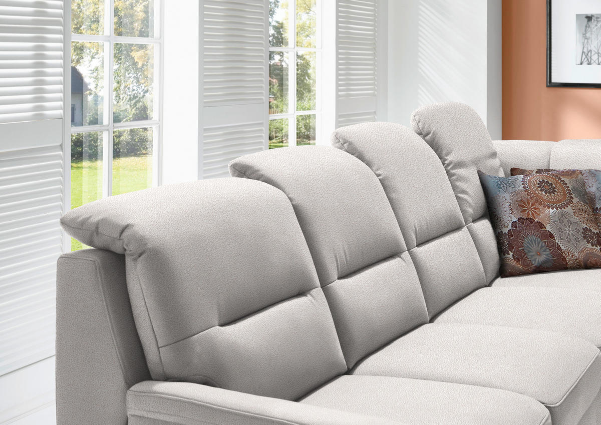 ECKSOFA in Mikrofaser Hellgrau  - Hellgrau/Schwarz, Konventionell, Holz/Textil (303/245cm) - Beldomo Comfort