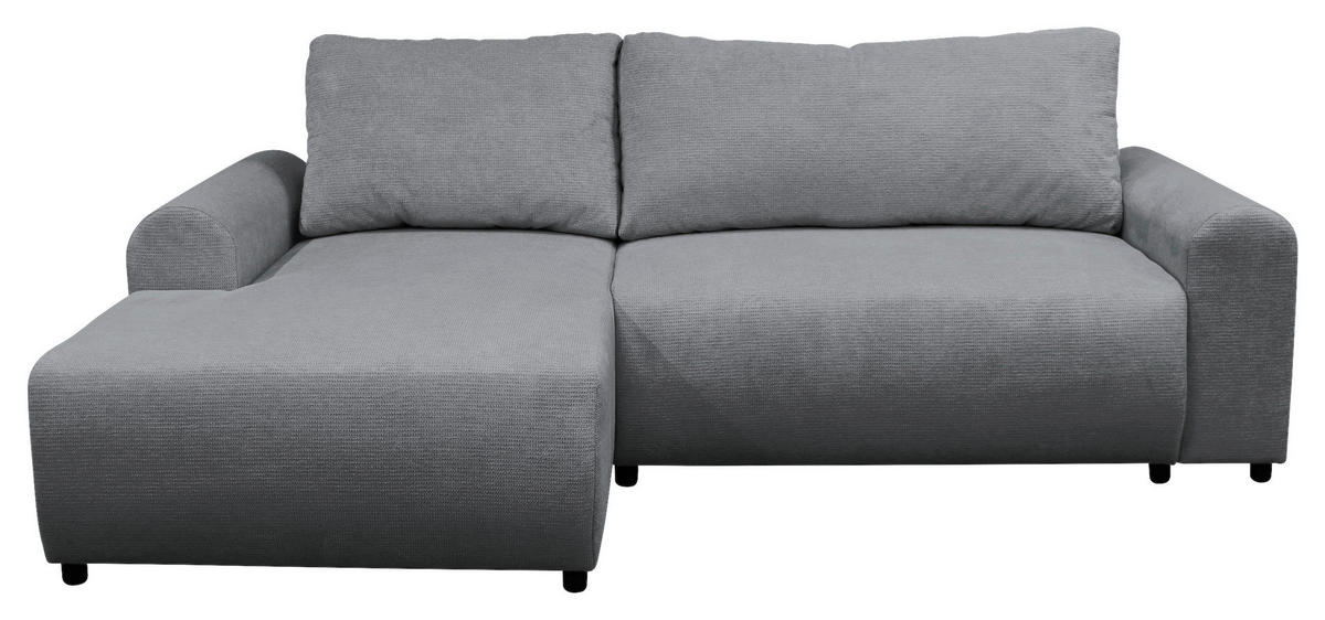 ECKSOFA in Struktur Grau  160/250 cm  - Schwarz/Grau, Design, Kunststoff/Textil (160/250cm) - MID.YOU