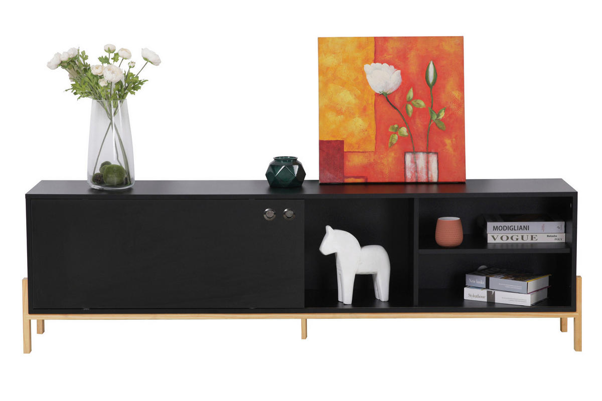 LOWBOARD  in 185/53,5/33,5 cm  - Schwarz/Naturfarben, Design, Holz/Holzwerkstoff (185/53,5/33,5cm) - Livetastic