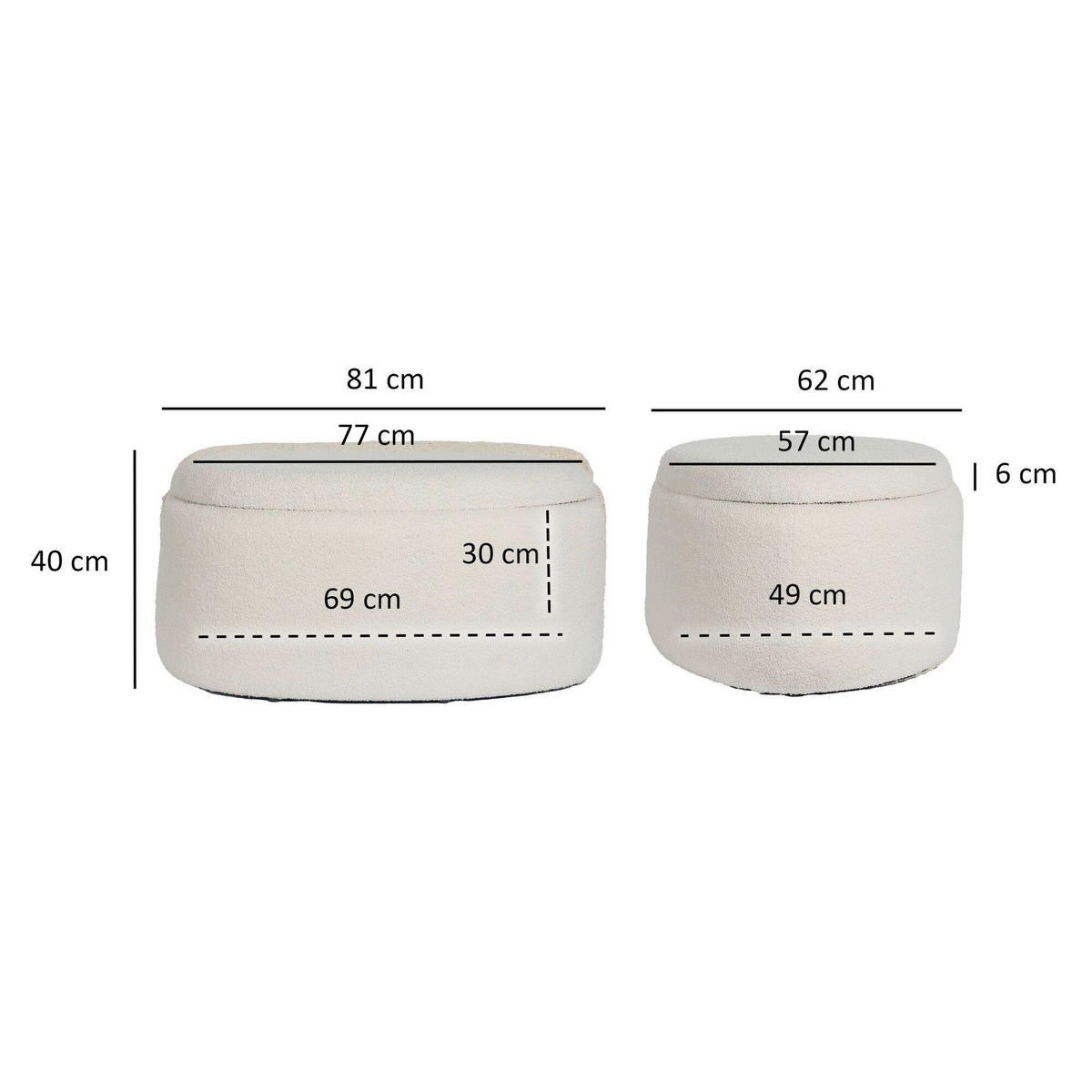 HOCKER Creme  - Creme, Design, Textil (81/40/62cm) - MID.YOU