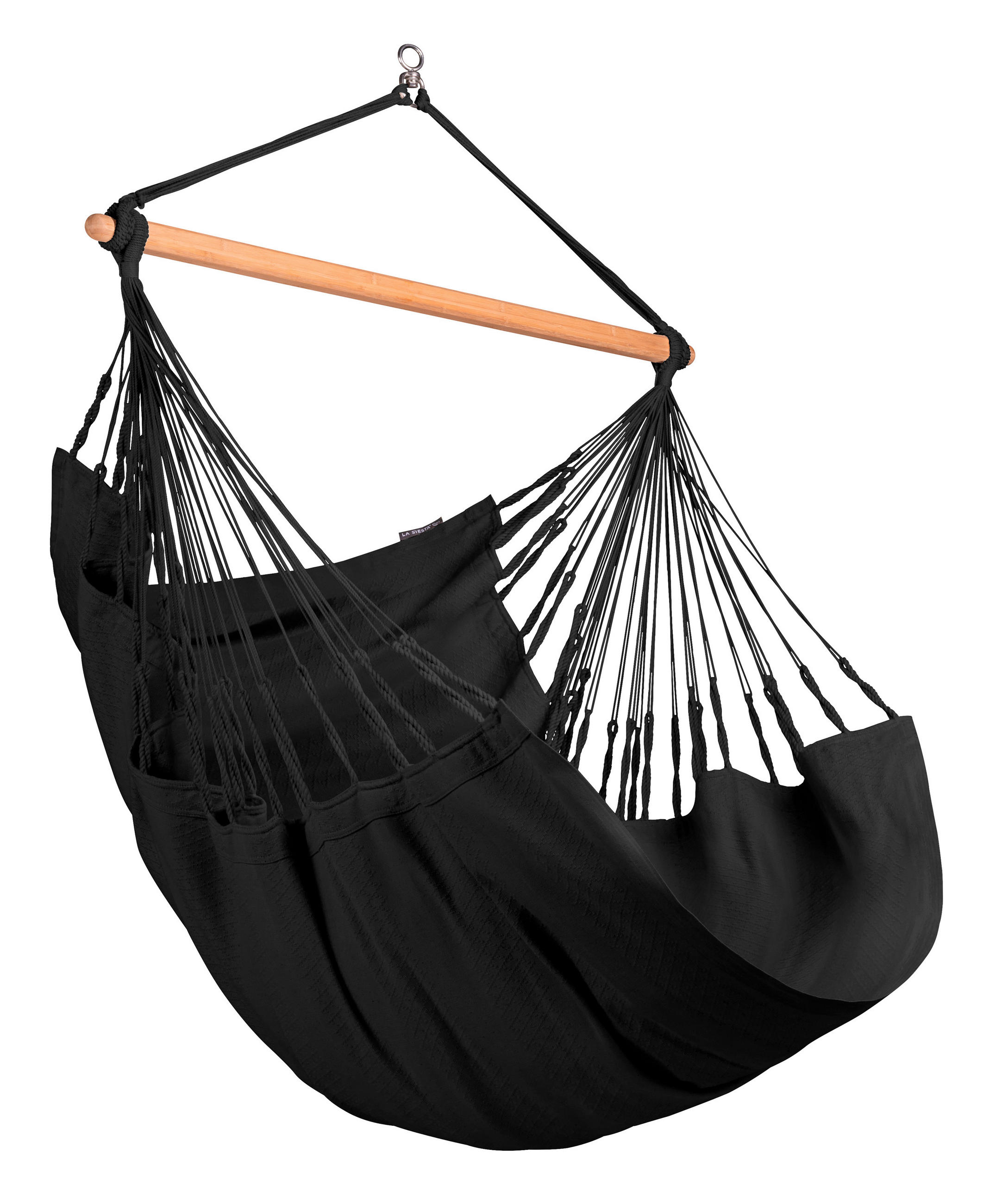 HÄNGESESSEL comfort org.cotton  - Schwarz, KONVENTIONELL, Holz/Textil (110cm) - La Siesta