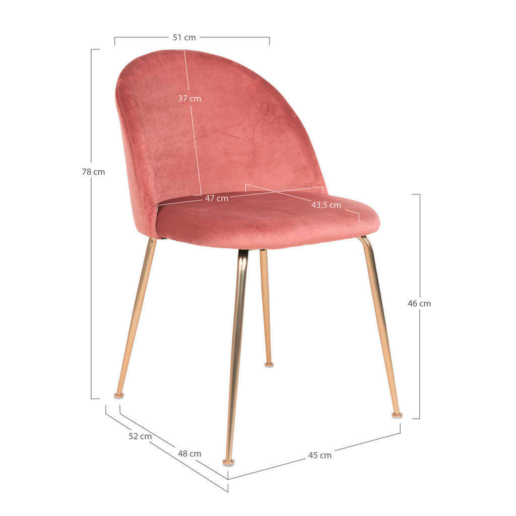 Thumbnail - Mid.you Stuhl-Set, Rosa, Textil, Rundrohr, 51x78x56 cm, Stühle