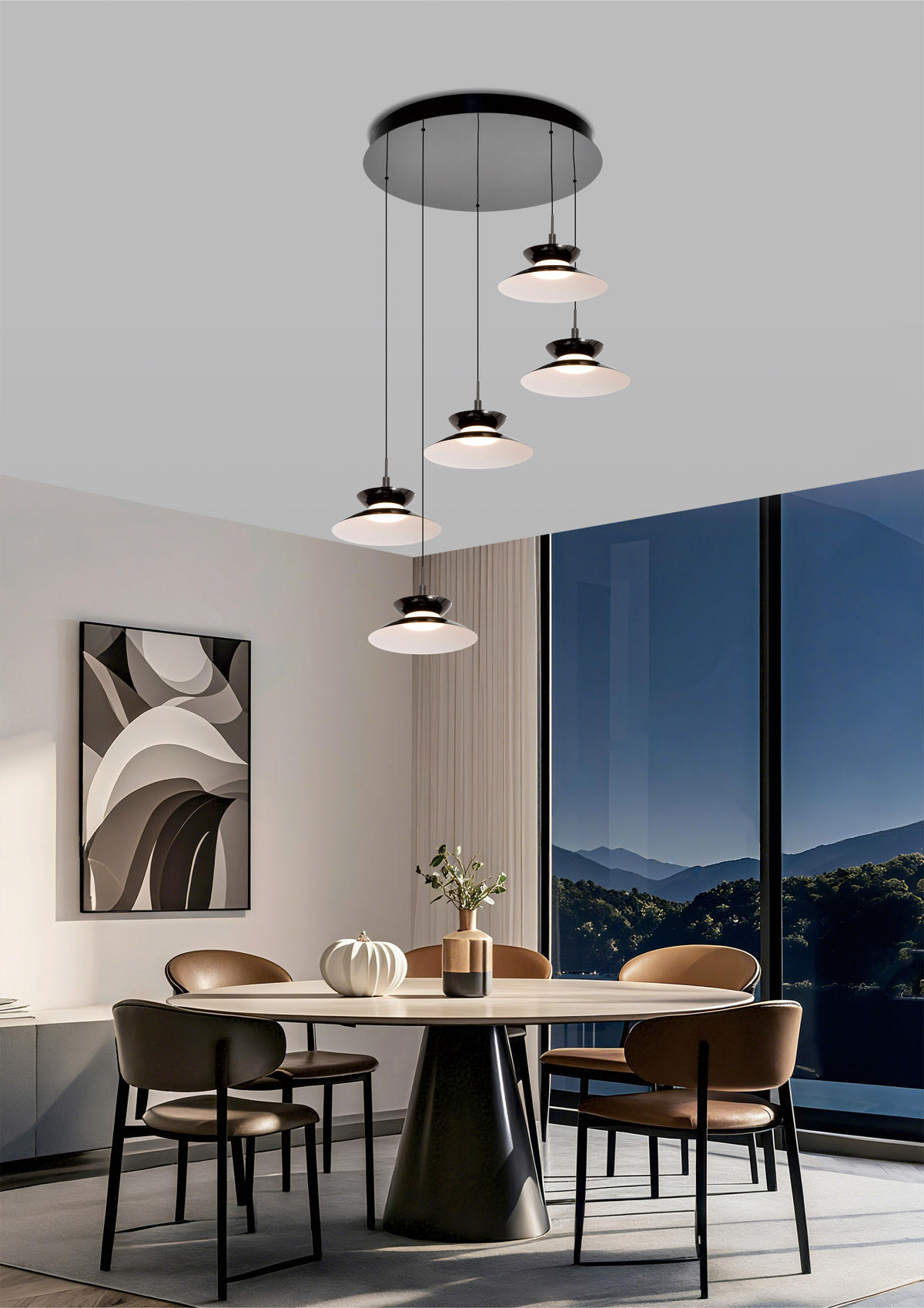 LED-HÄNGELEUCHTE Gubbio 67/150/49 cm  - Schwarzchrom, Design, Metall (67/150/49cm)