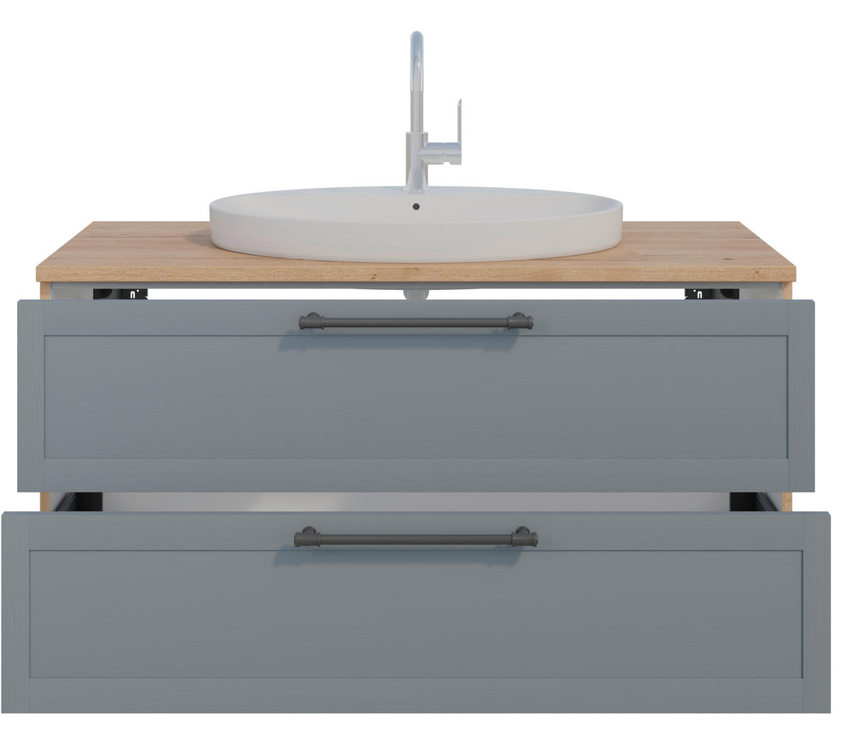 WASCHTISCHKOMBI 120,3 cm  - Edelstahlfarben/Eichefarben, MODERN, Holzwerkstoff/Stein (120,3cm) - Celina Home