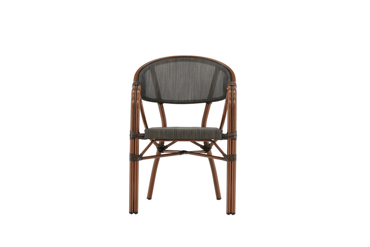 GARTENSTUHL-SET Aluminium Braun, Schwarz  - Schwarz/Braun, MODERN, Kunststoff/Metall (60/83/56cm) - Gardenson