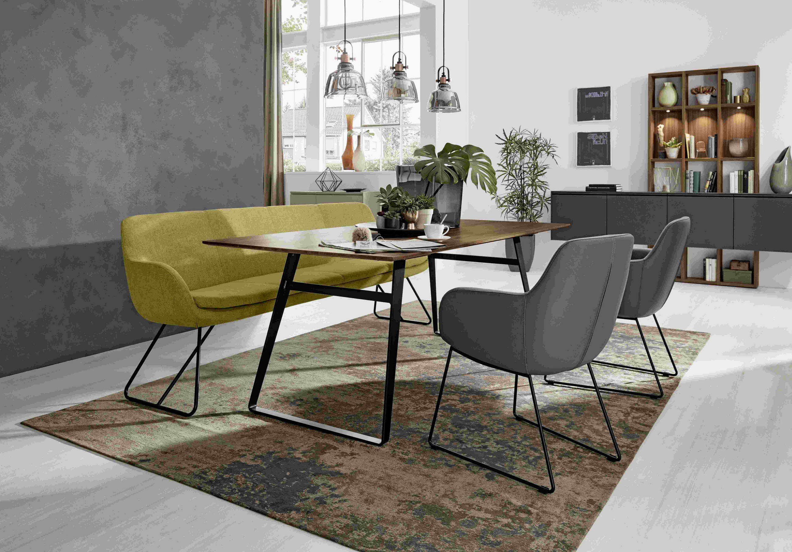 SITZBANK 200/87/65 cm Webstoff Hellgrün Metall - Schwarz/Hellgrün, Design, Textil/Metall (200/87/65cm) - Musterring