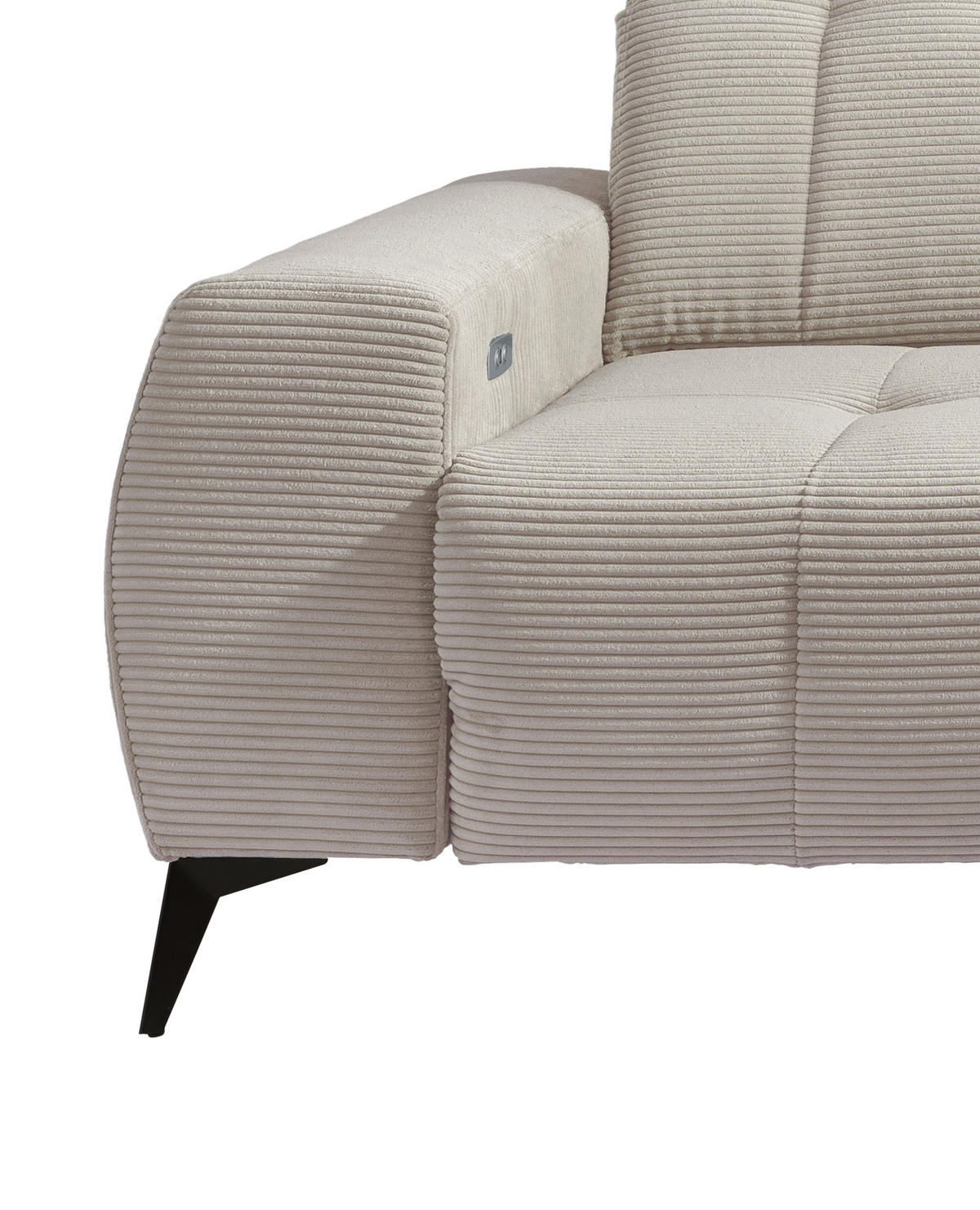 ECKSOFA Beige Cord  - Beige/Schwarz, MODERN, Textil/Metall (261/200cm) - Livetastic