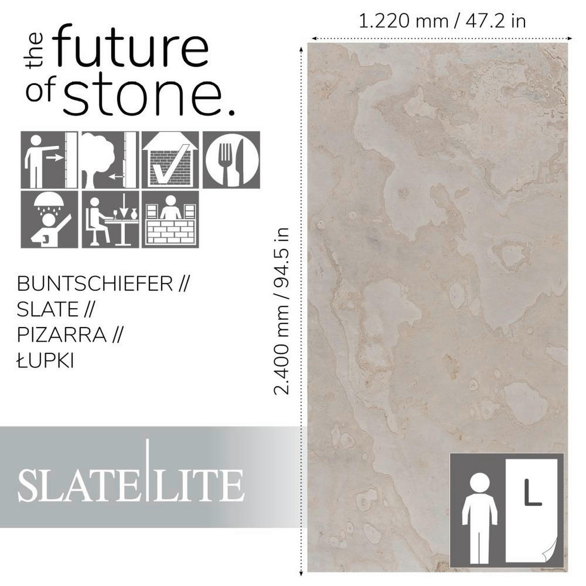 WANDPANEEL Grau, Sandfarben, Beige, Greige  - Sandfarben/Greige, Basics, Kunststoff/Stein (240/120cm)