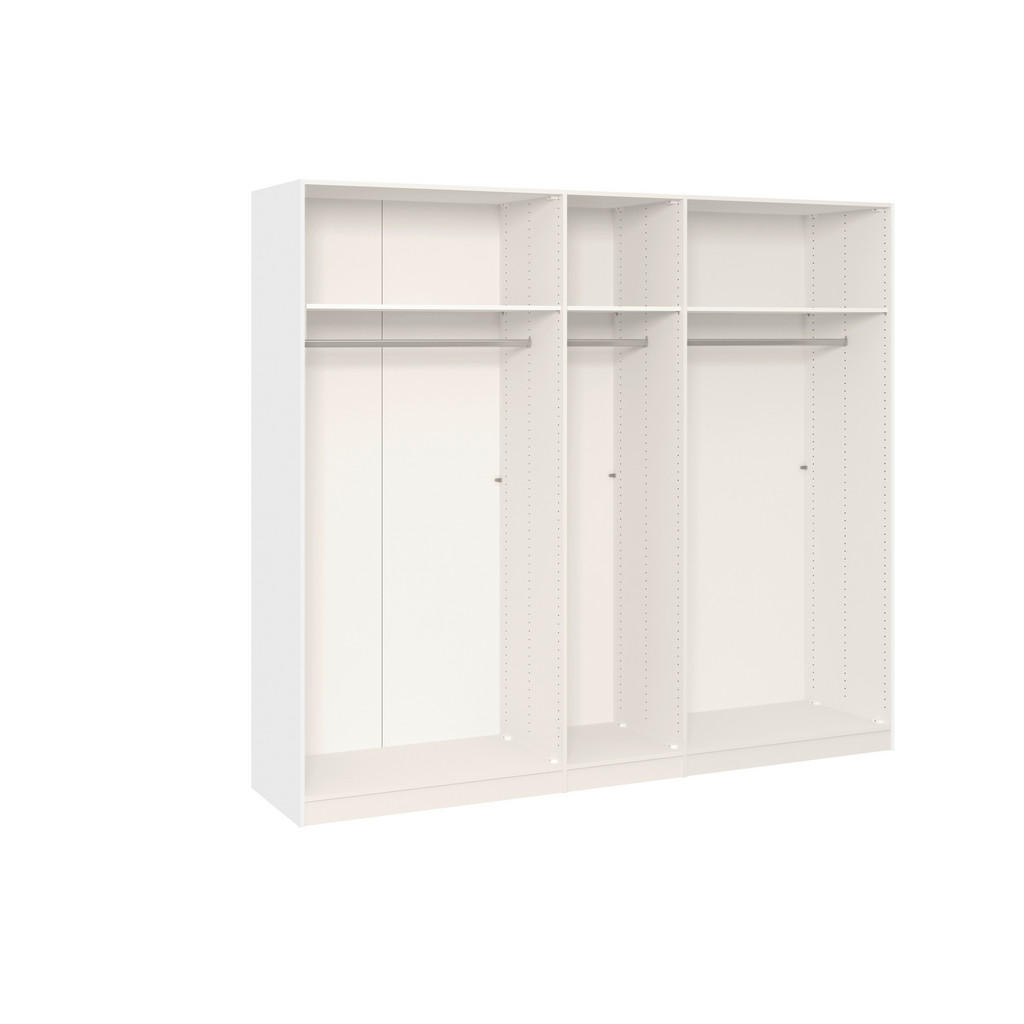 Thumbnail - Boxxx Drehtürenschrank, Weiß, Holzwerkstoff, 3 Fächer, 253x215x59 cm, erweiterbar, Beimöbel erhältlich, umfangreiches Zu...