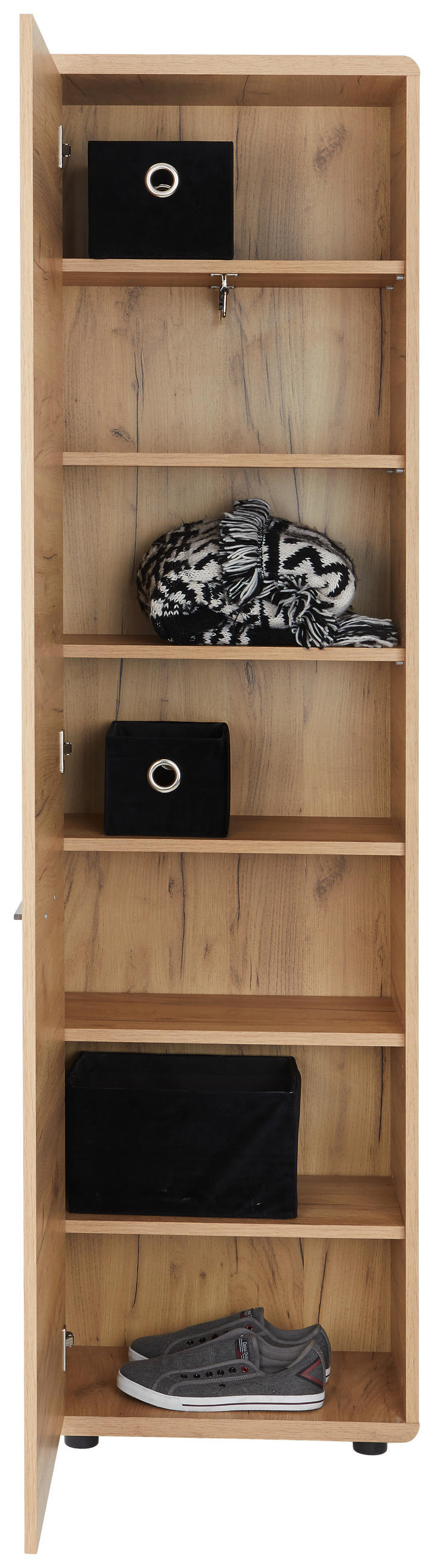 GARDEROBNA OMARA barve hrasta - črna/barve hrasta, Konvencionalno, umetna masa/leseni material (54/198/32cm) - Carryhome