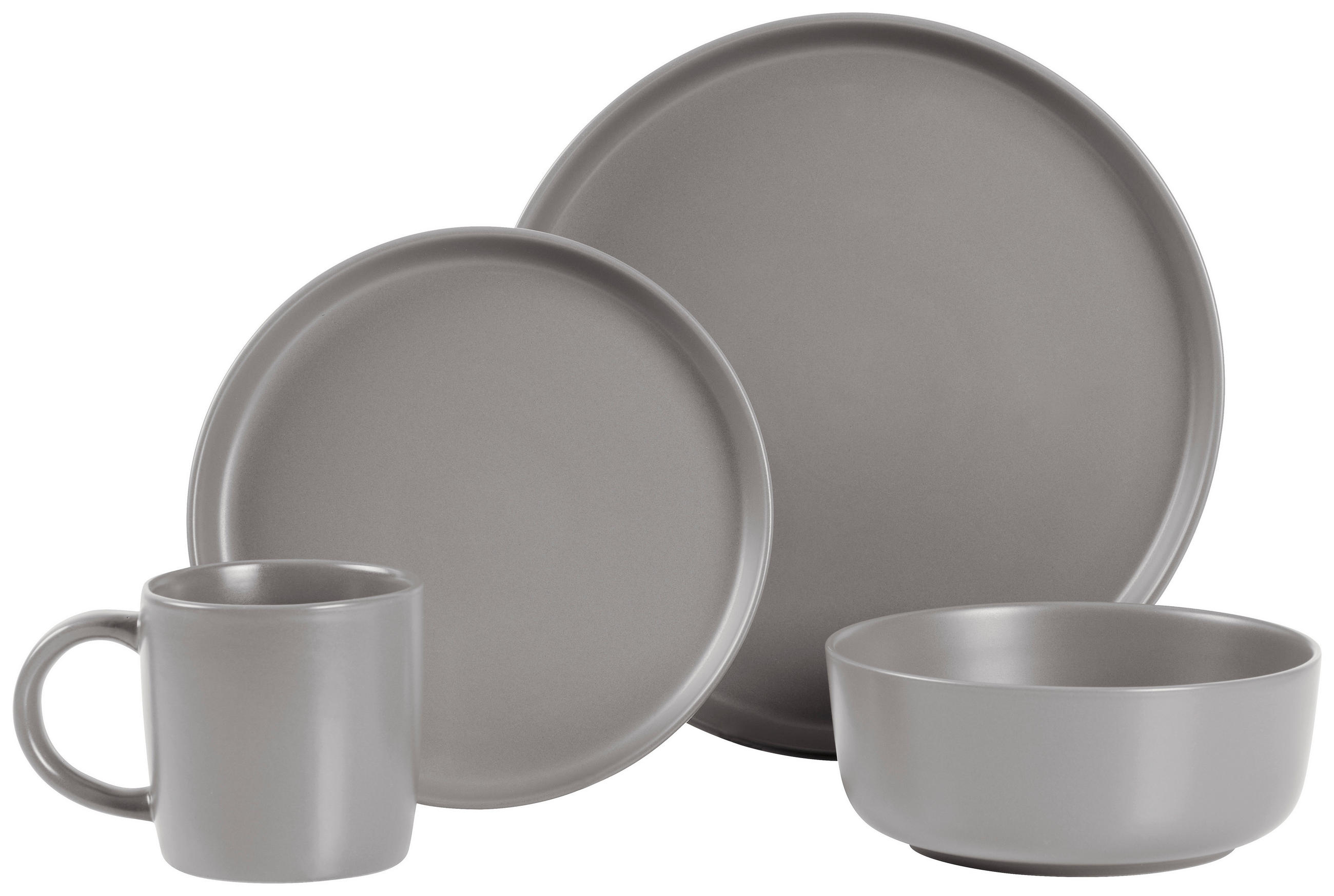 KOMBISERVICE Grau Salerno 16-teilig 4 Personen  - Grau, Trend, Keramik - Novel