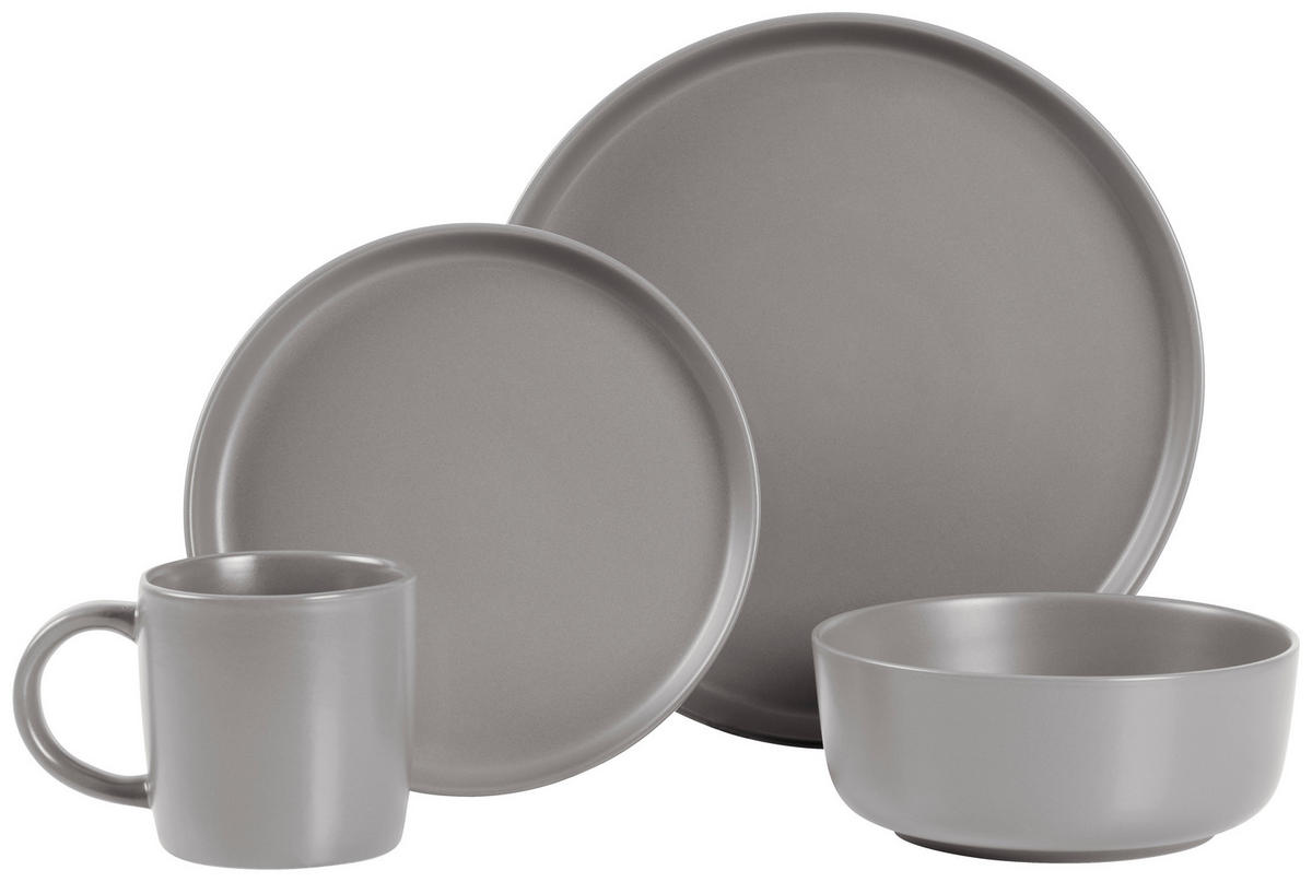 KOMBISERVICE Grau Salerno 16-teilig 4 Personen  - Grau, Trend, Keramik - Novel