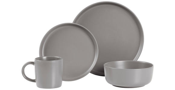 KOMBISERVICE Grau Salerno 16-teilig 4 Personen  - Grau, Trend, Keramik - Novel